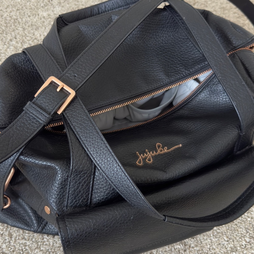 Jujube Wherever Weekender black vegan leather diaper bag - Picture 6 of 16